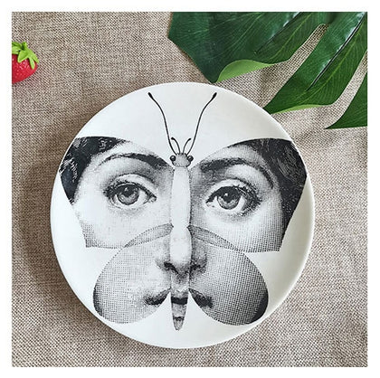 Wall Plate - Butterfly - Black / White 10 Inches