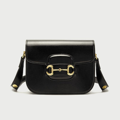 Large Horsebit Shoulder Bag - Black