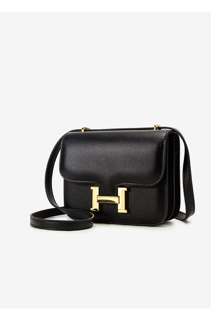 Large H Flap Shoulder Bag - Black
