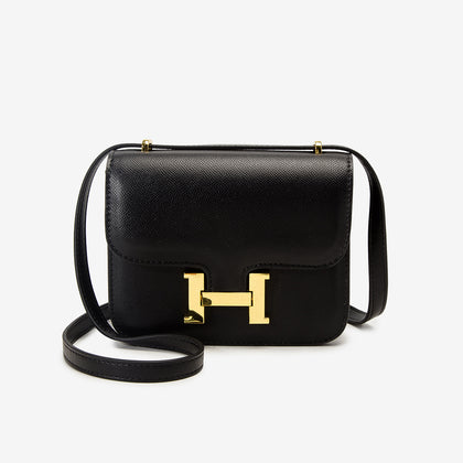 Small H Flap Shoulder Bag - Black