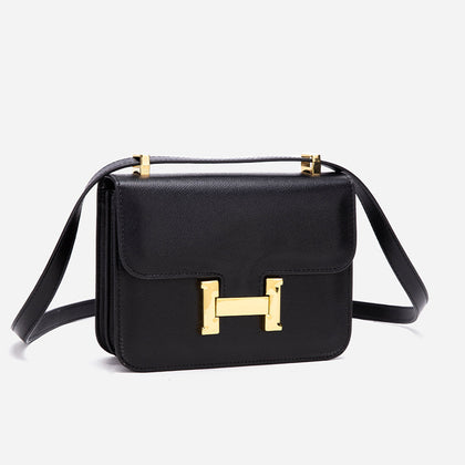 Large H Flap Shoulder Bag - Black