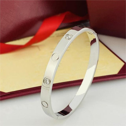 Love Bangle With Crystals - ClipOn - Silver