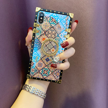 iPhone Case With Ring - Blue Mandala