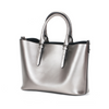 Leather Tote Bag - Cowskin Silver M