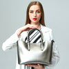 Leather Tote Bag - Cowskin Silver M