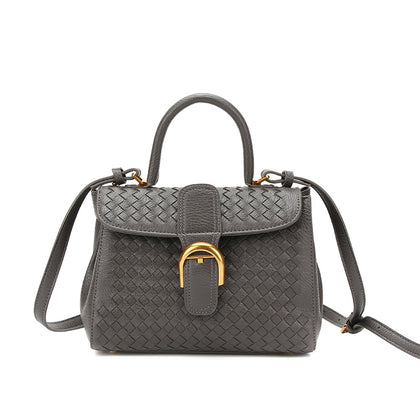 Woven Saddle Top Handle Bag - Large
