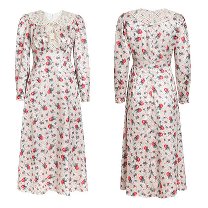 Printed Floral Satin Dress