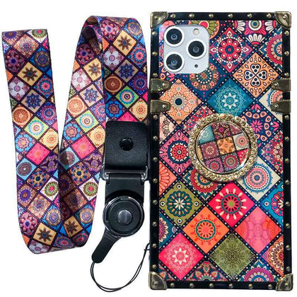 iPhone Case With Ring - Mandala with Strap
