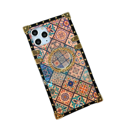 iPhone Case With Ring - Blue Mandala