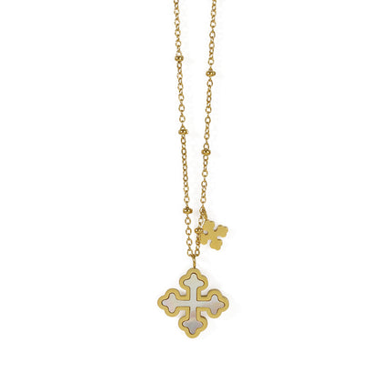 Double Cross MOP Necklace