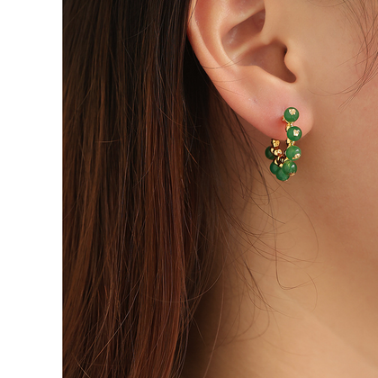18K Gold Plated Jade Earring