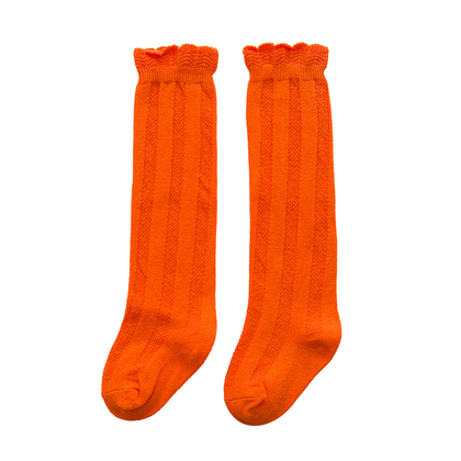 Tube Ruffled Knee Stocking - Orange