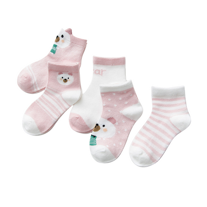 Pink Bear Socks Set 5PK