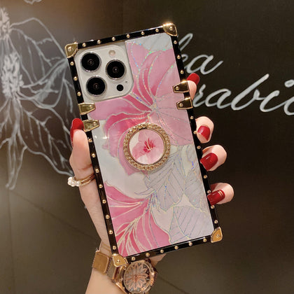 iPhone Case With Ring - Pink Flower