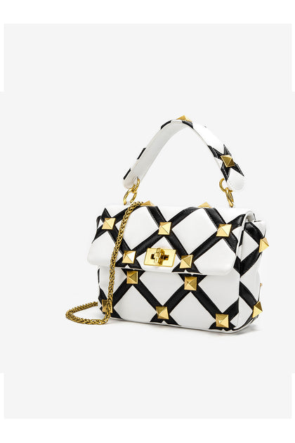 Top Handle - Studs Bag - White