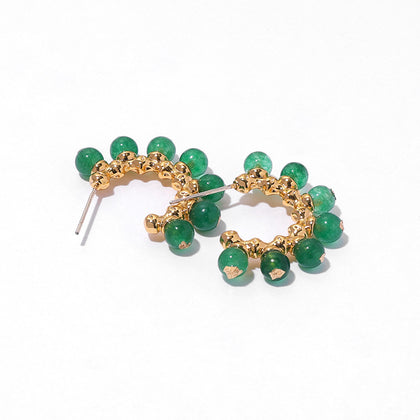 18K Gold Plated Jade Earring