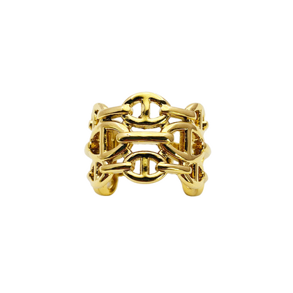 Empreinte D'amour 18K Gold Plated Retro Oval Ring - Wide