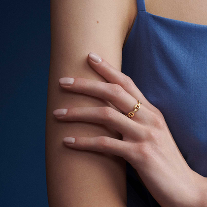 Empreinte D'amour 18K Gold Plated Retro Oval Ring - Narrow