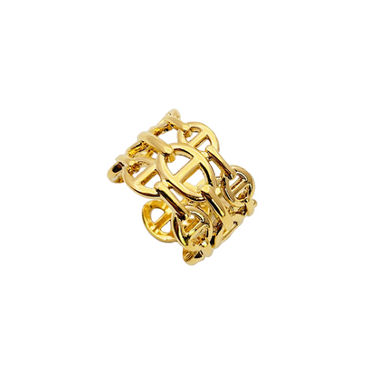 Empreinte D'amour 18K Gold Plated Retro Oval Ring - Wide