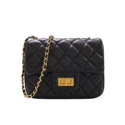 Gold-Tone Ball Lambskin Flag Bag - Black