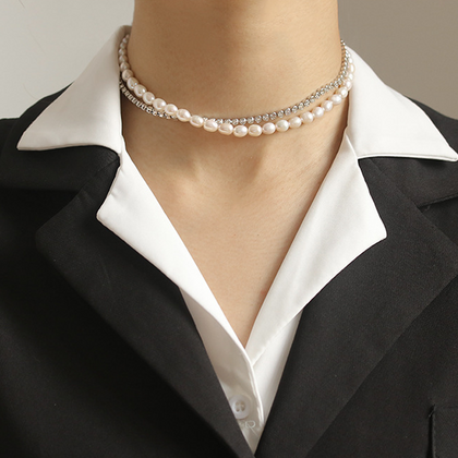18K Gold Plated Pearls & Crystals Choker