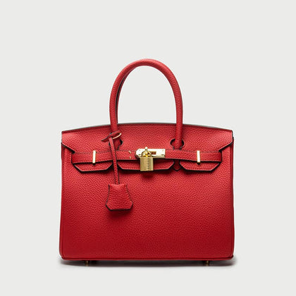 30cm Top Handle Flap Bag - Red