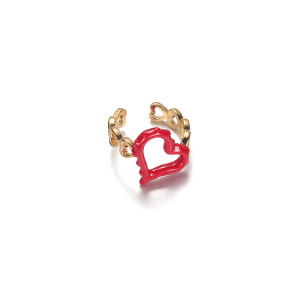 18K Gold Plated Red Heart Ring