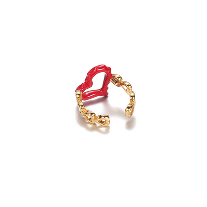 18K Gold Plated Red Heart Ring