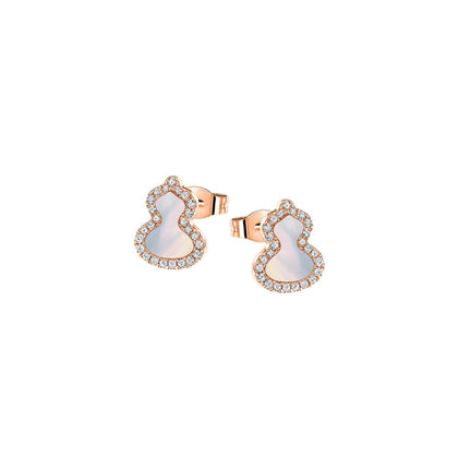 Lucky Fulu  Ear Studs With CZ & MOP - Silver